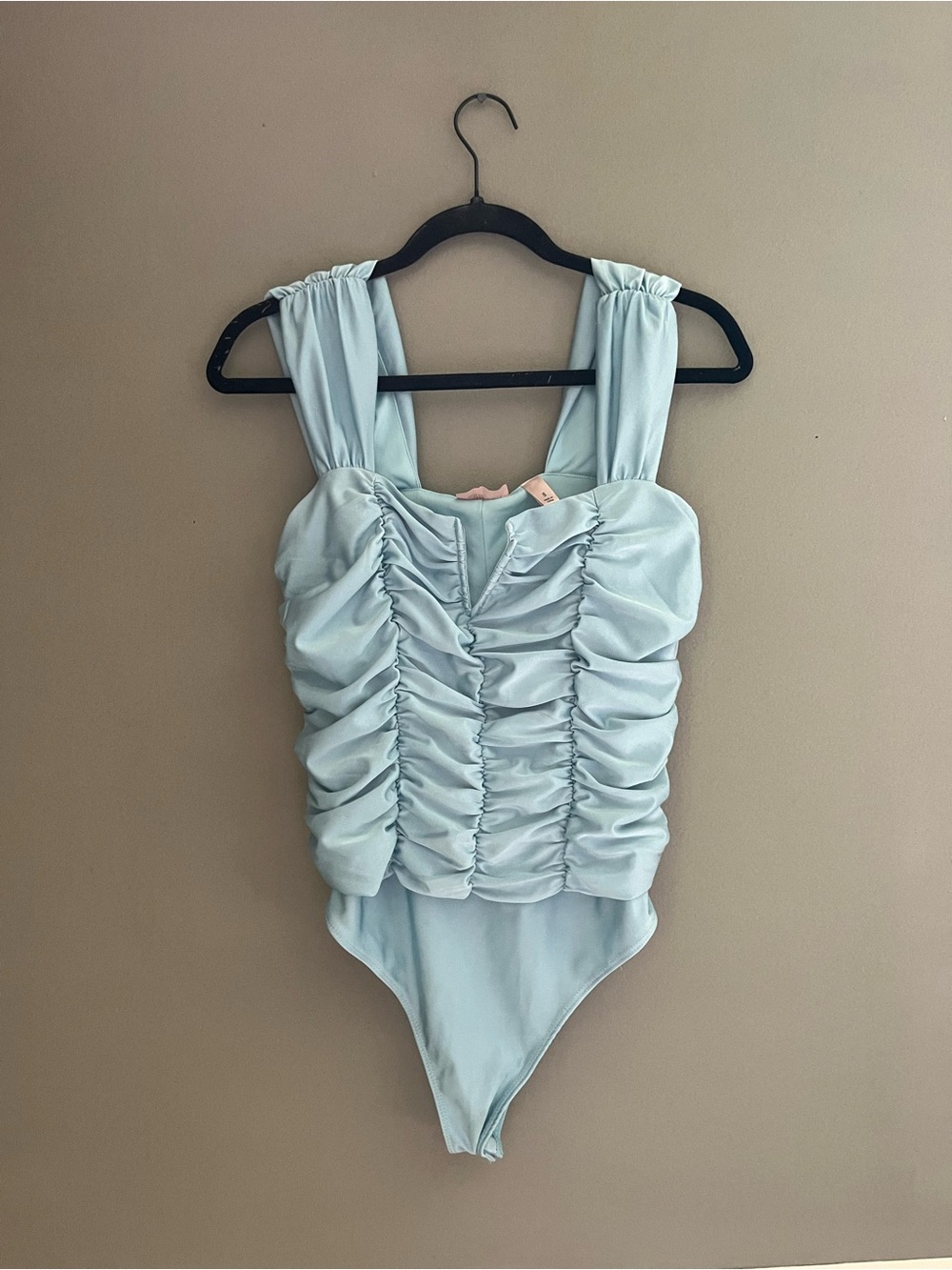 Willow Root Bodysuit NWT Ruched Light Blue Sleeveless Princess Coquette V Neck